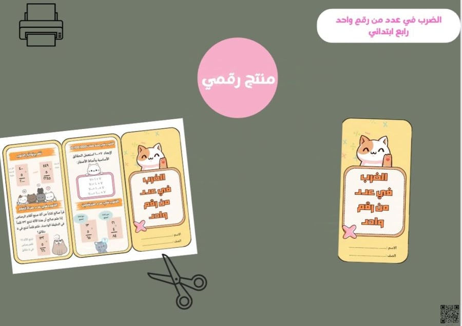 مطوية الضرب في عدد من رقم واحد_  رابع ابتدائي