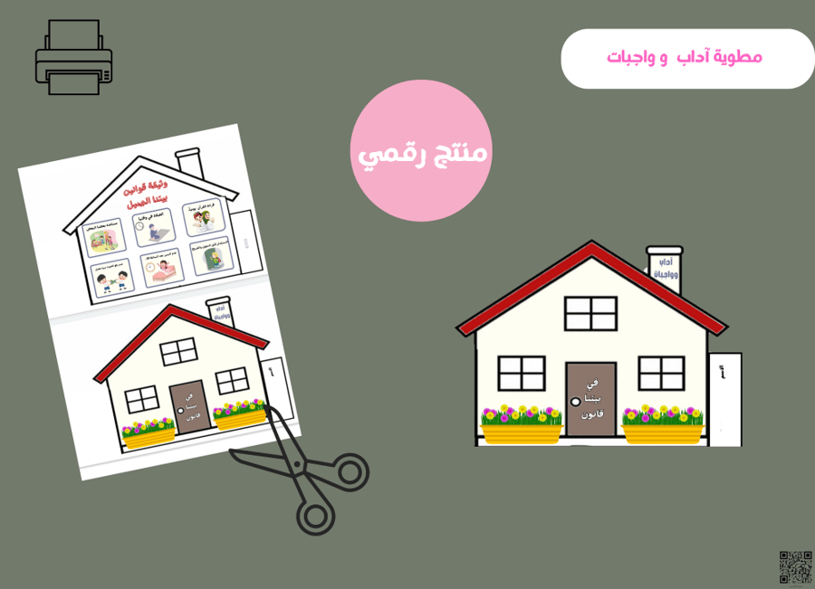 مطويه اداب و واجبات( في بيتنا قانون)(وثيقة افراد الاسرة) _رابع ابتدائي   ( pdf) رقمية