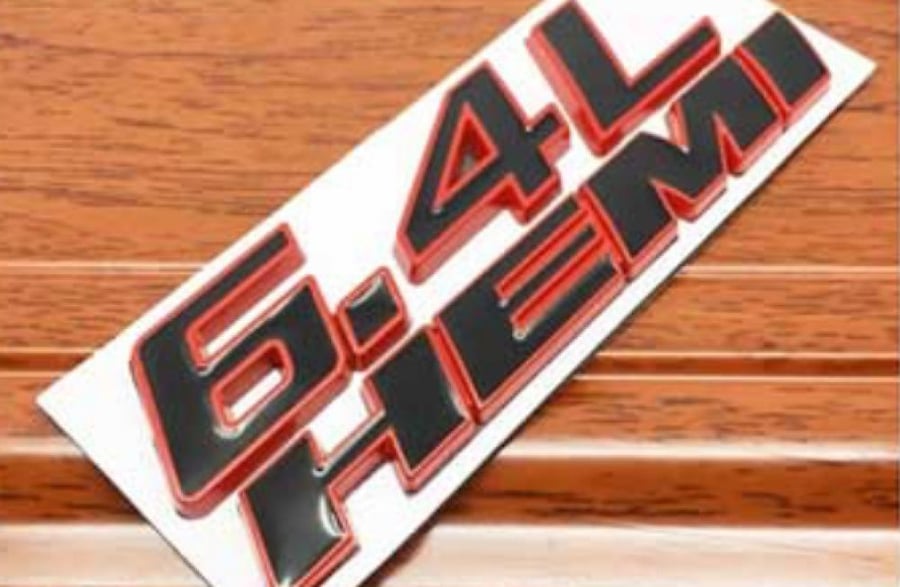 علامة رفرف 6.4L HEMI اسود و احمر - قطعه واحده