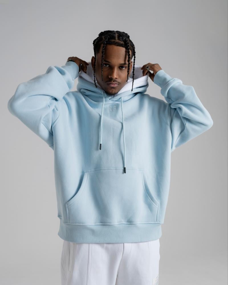 Baby blue /White double hoodie (unisex)