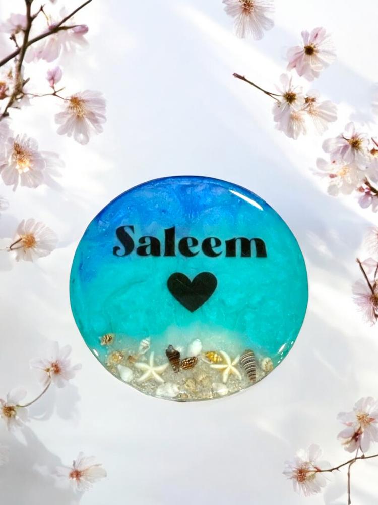 Coffee coaster with the technique of the sea in the name