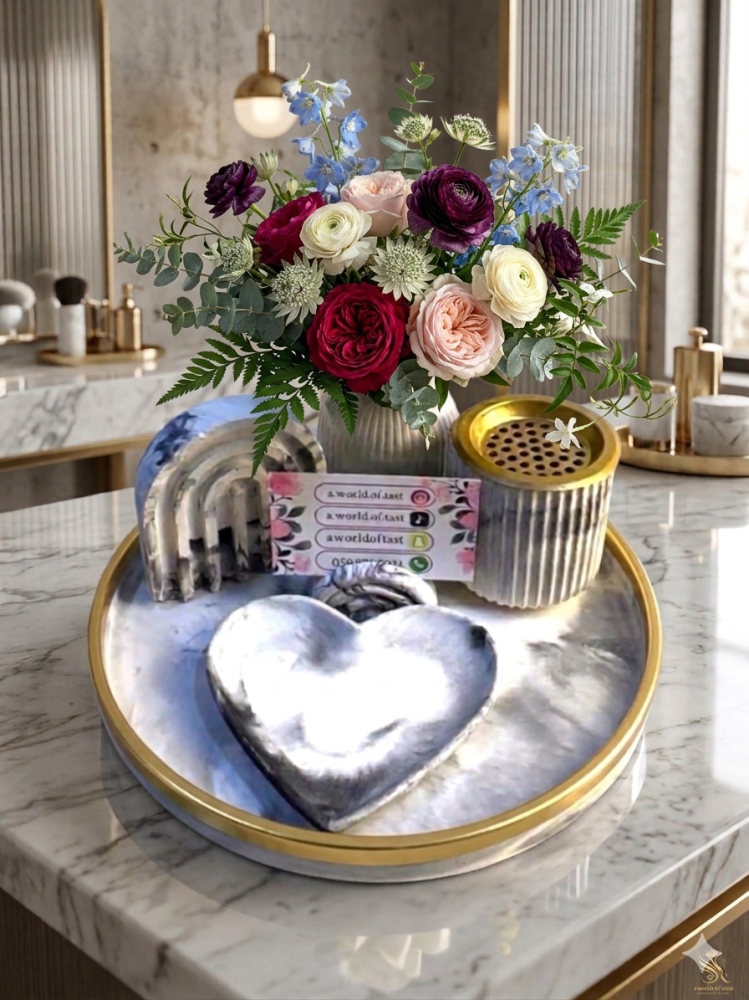 Reception and hospitality set, marble, 6 pieces