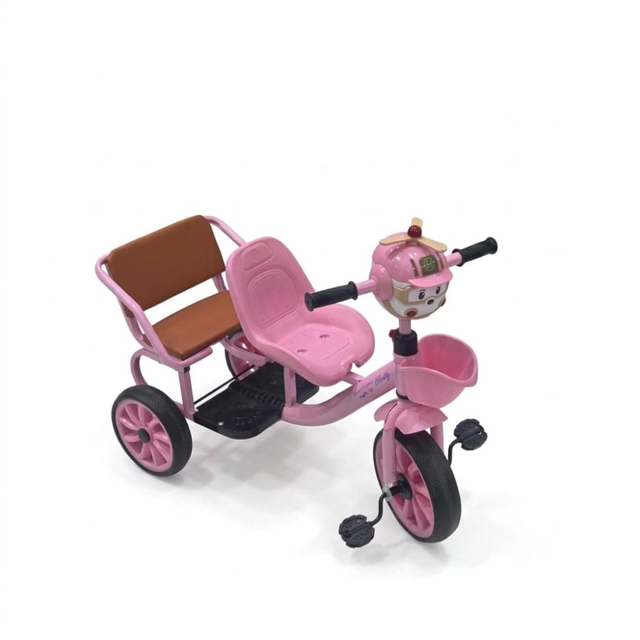 دراجة هوائية بثلاث عجلات ومقعدين للأطفال | مقاعد مريحة | سلة أمامية | مقابض يد مريحة | دواسات | للأعمار من 2 الى 3 سنوات | الوان مختلفة | BTC4285