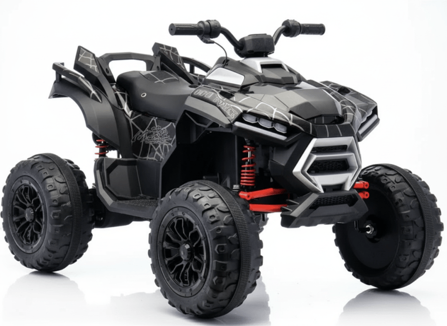 Electric children's motorcycle with Spider-Man design 24V, four-wheel drive, plastic tires, LED lighting, and Bluetooth – D500 | LENO