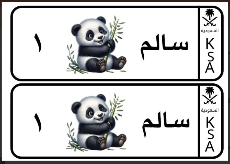 لوحة سيارة أطفال بصورة باندا