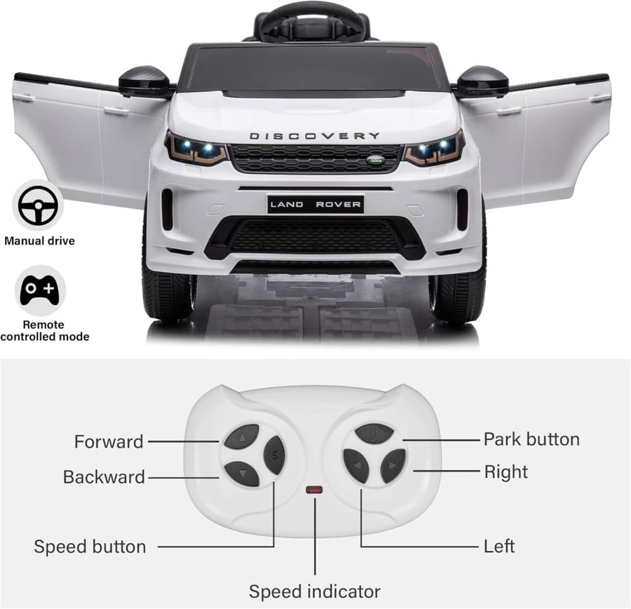 Electric Range Rover car for children 12 volts – luxurious design with two seats, remote control, LED lights, Bluetooth and music, suitable from age 3 to 7 years