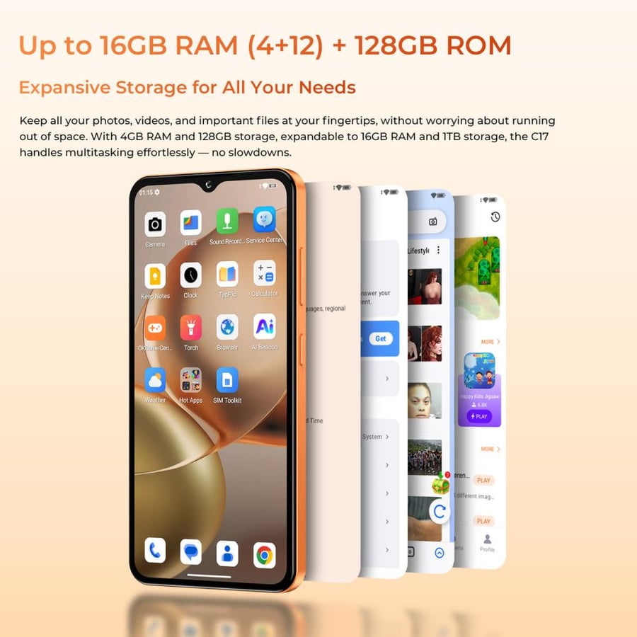 جوال Oukitel C17 ثنائي الشريحة 4G | شاشة 6.52 | بطارية 5000mAh — 3 ألوان