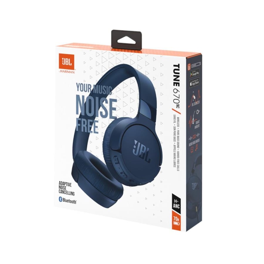 سماعة JBL Tune 670NC لاسلكية فوق الأذن بتقنية عزل الضوضاء – الوان متعددة