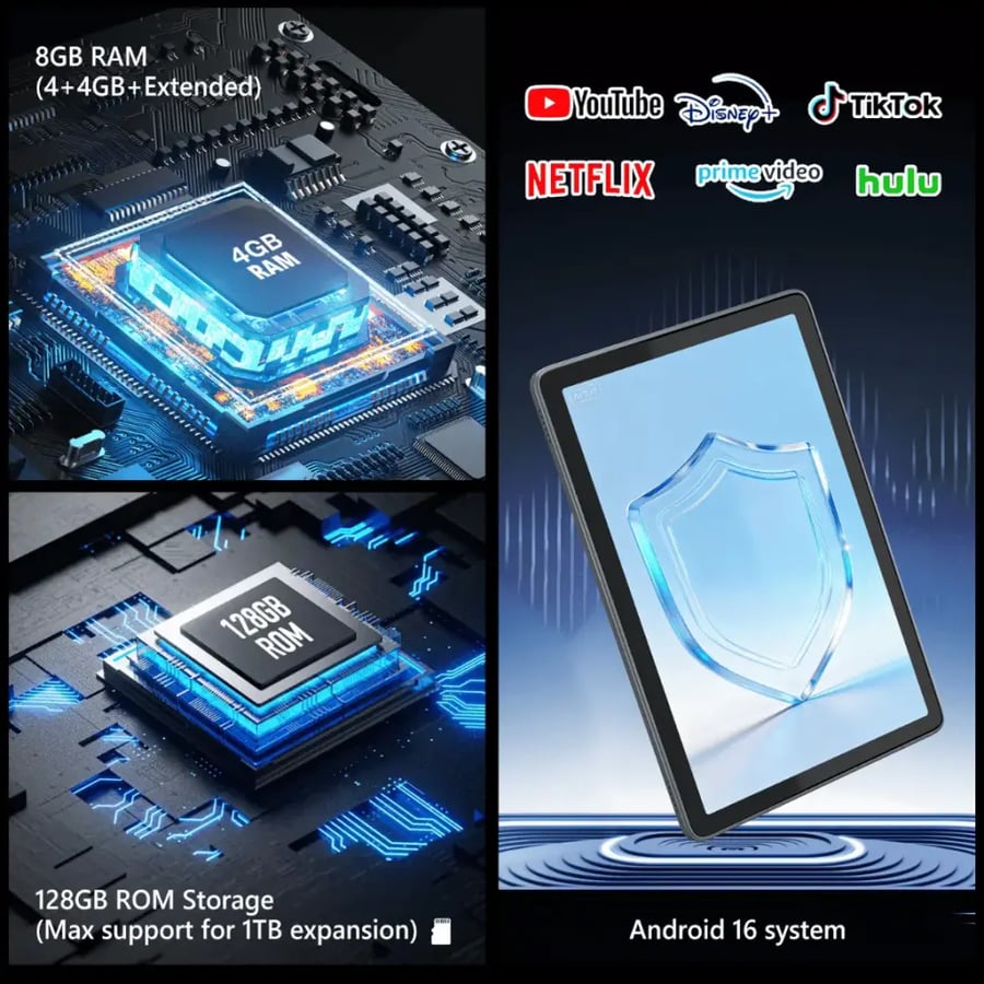 تابلت G-Tab T13 Pro 4G LTE Tablet – 10.1-Inch FHD Display, 128GB, Android 16