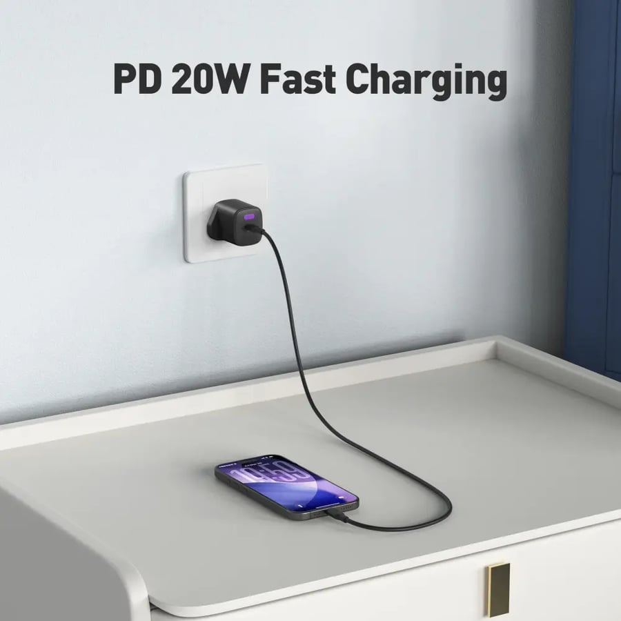 شاحن جداري جودا NeoPlug 20 GaN (Type-C) بقوة 20 واط PD - أسود