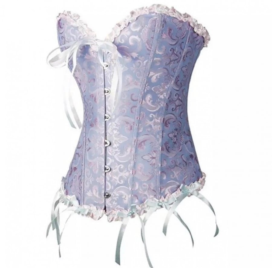 Victorian corset in mauve with silver bow