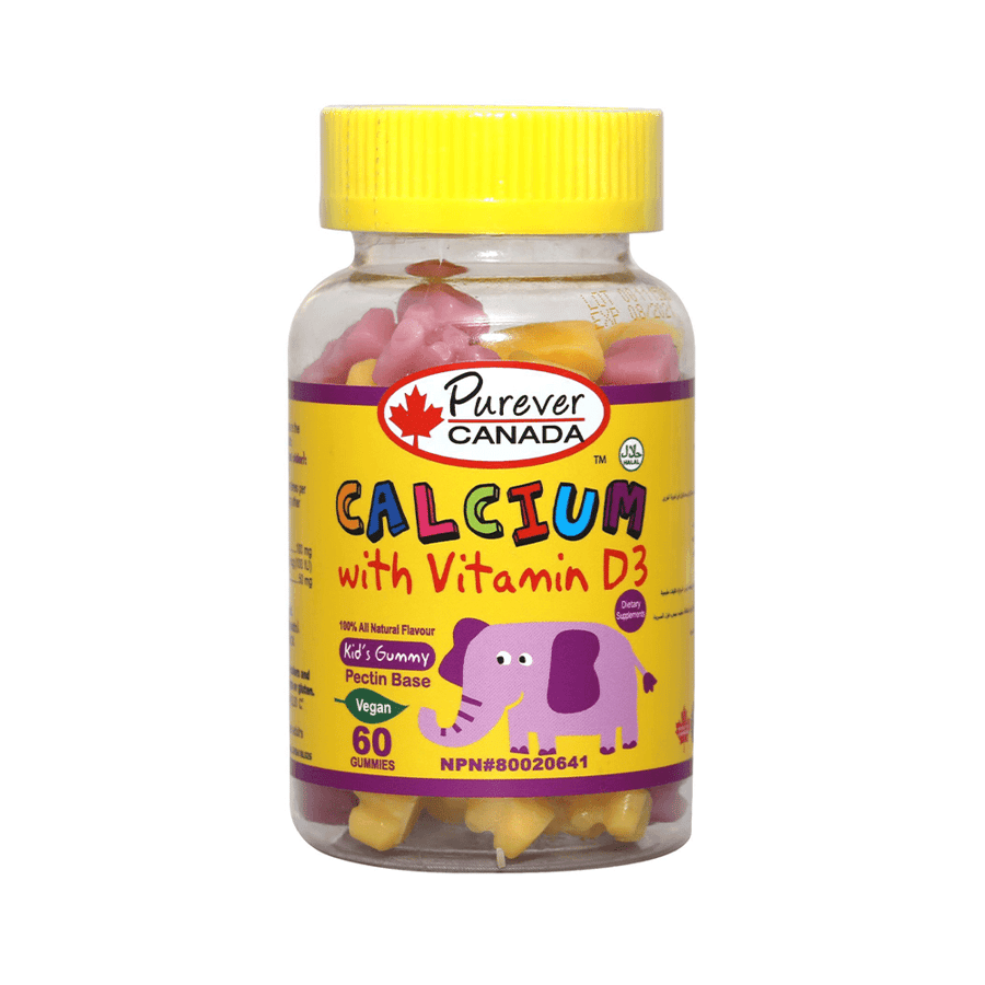 بيورفير كالسيوم و فيتامين دي 60 قطعة|PUREVER CANADA CALCIUM 60 GUMMIES