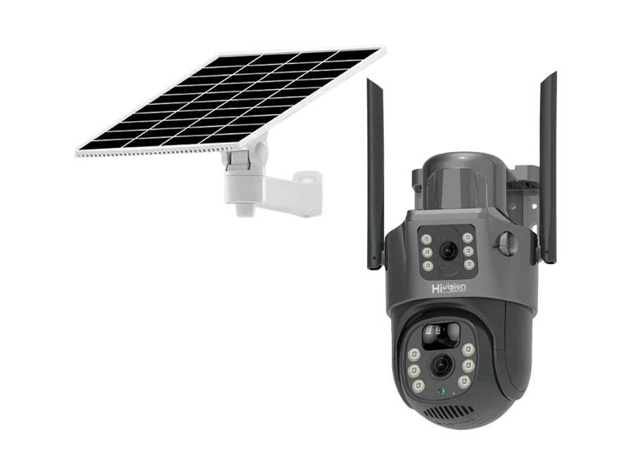 كاميرا مراقبة تعمل بالطاقة الشمسية وشريحة بيانات ثنائية العدسة متحركة وثابتة دقة 6 ميجا  ,fedf Hivision HV-PA6  6MP PTZ 4G