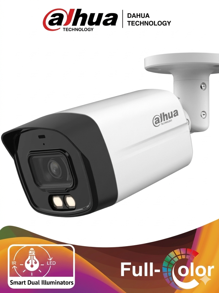 كاميرا مراقبة داهوا 4K خارجية بصوت ثنائي الاتجاه ورؤية ليلية 40 متر DH-HAC-HFW1801TLMN-IL-T