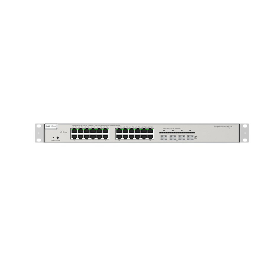سويتش رويجي 24 منفذ جيجابت مُدار L2+ بتقنية PoE+ موديل RG-NBS5100-24GT4SFP-P