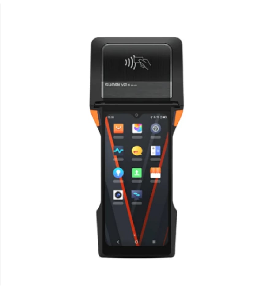 جهاز كاشير محمول سونمي SUNMI V2s PLUS مع طابعة 80 ملم وماسح باركود – NFC – أندرويد