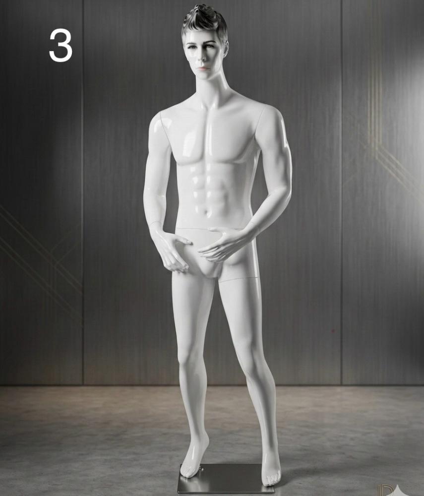 Male mannequin white fiber features hair