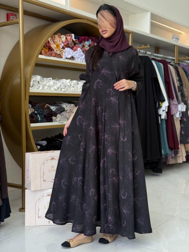 عباية نايه بقماش تنكل برنت  دبل كلوش عودي