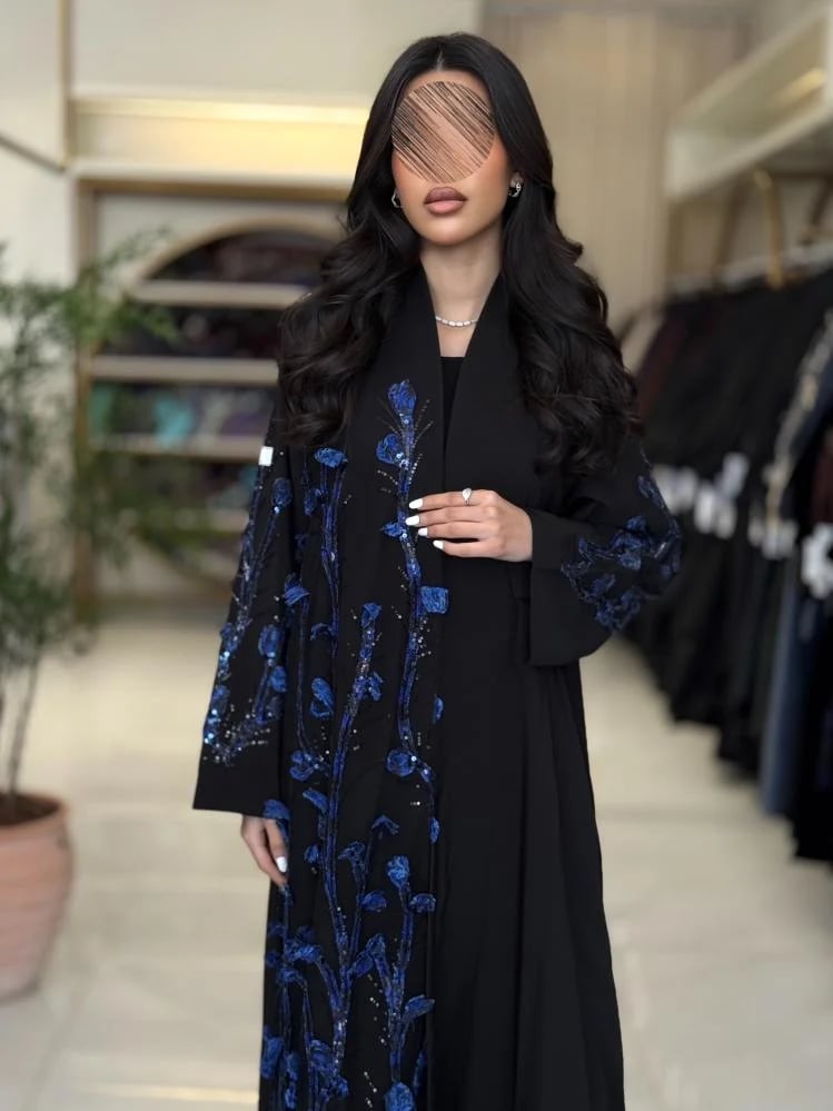 عباية صولا بقماش كريب ايطالي بشك كحلي