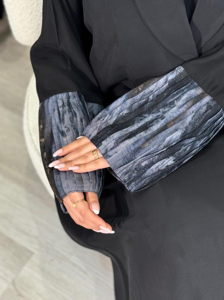 عباية زاد ا حرير مغسول كسرات لنن سماوي