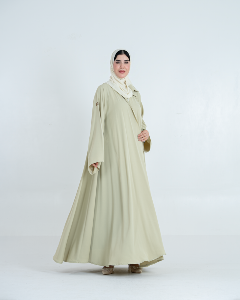 عباية نسرين بقماش كريب احساس تفاحي