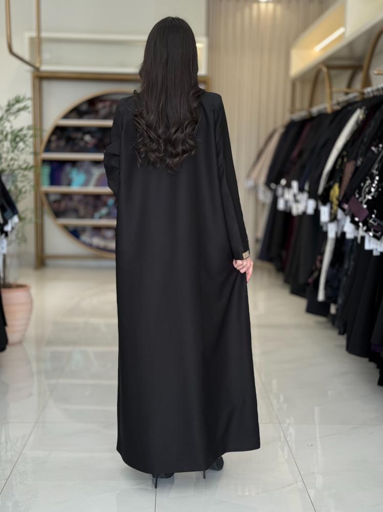 عباية امنيه بقماش كريب ايطالي بشك لون أسود