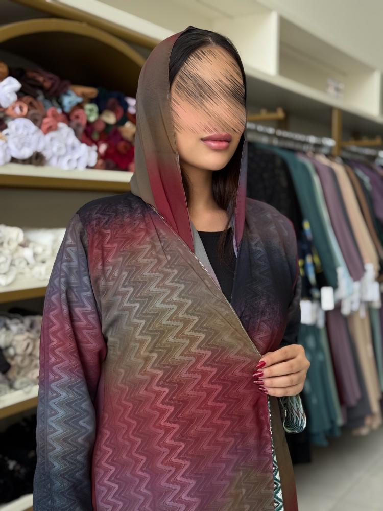عباية نور بقماش شليشان ماتشاء تو فيس اخضر فاتح