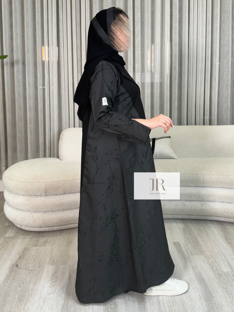l Summer new عباية الدانه بقماش الاناقة وجاكار ريش كبيره - اسود