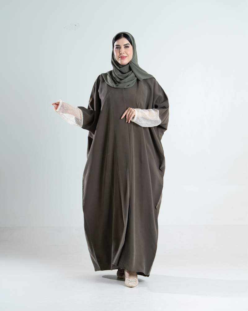 عباية مون بقماش حرير مغسول عشبي