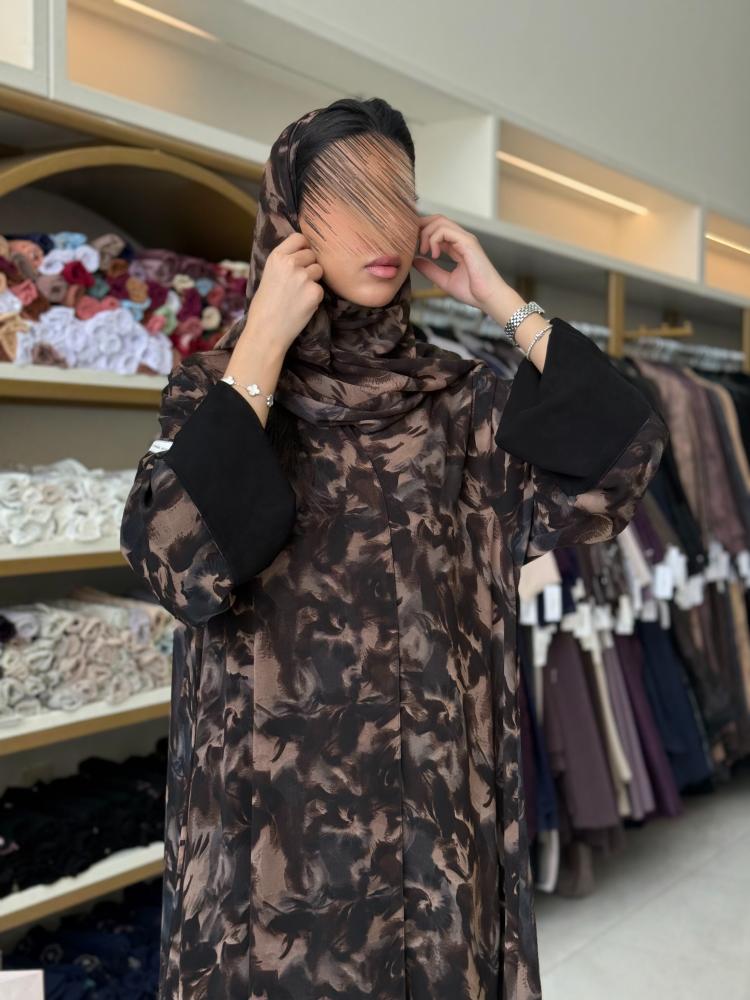 عباية خوخا بقماش شيفون برسم مبطن 3