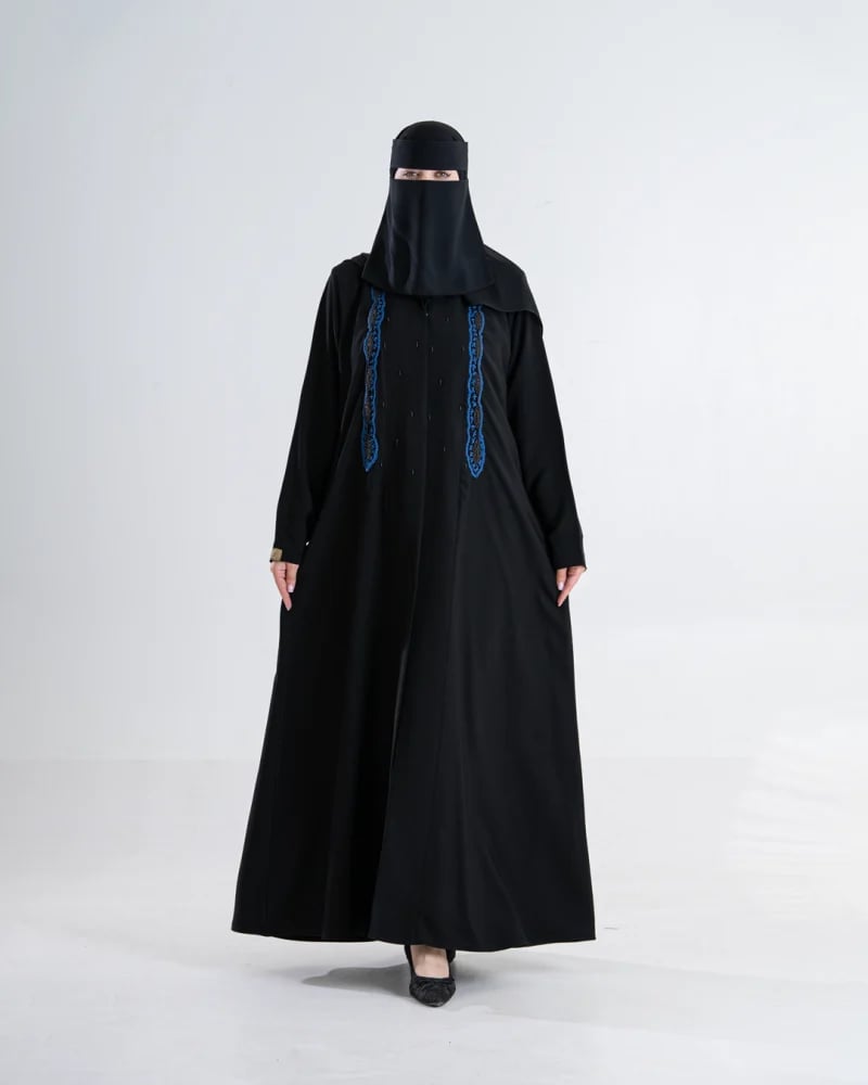 عباية خوله بقماش رموش حياكه يدويه كحلي