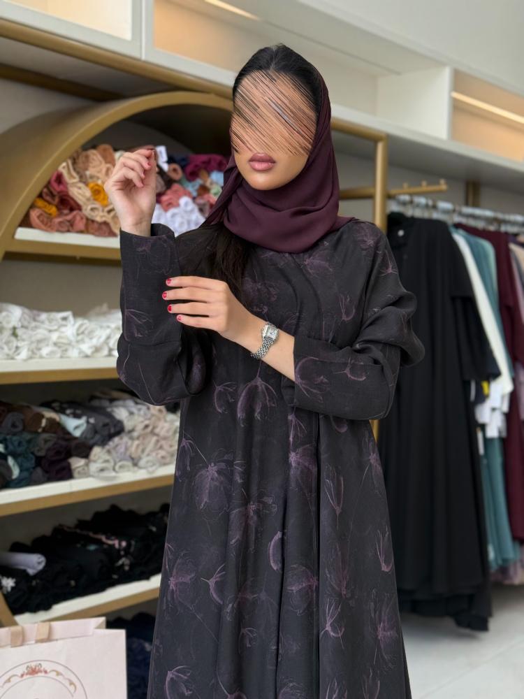 عباية نايه بقماش تنكل برنت  دبل كلوش عودي