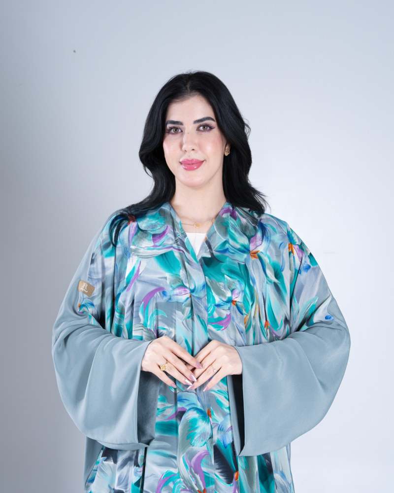 عباية فلوه بقماش روزا برسم ورد تيفاني