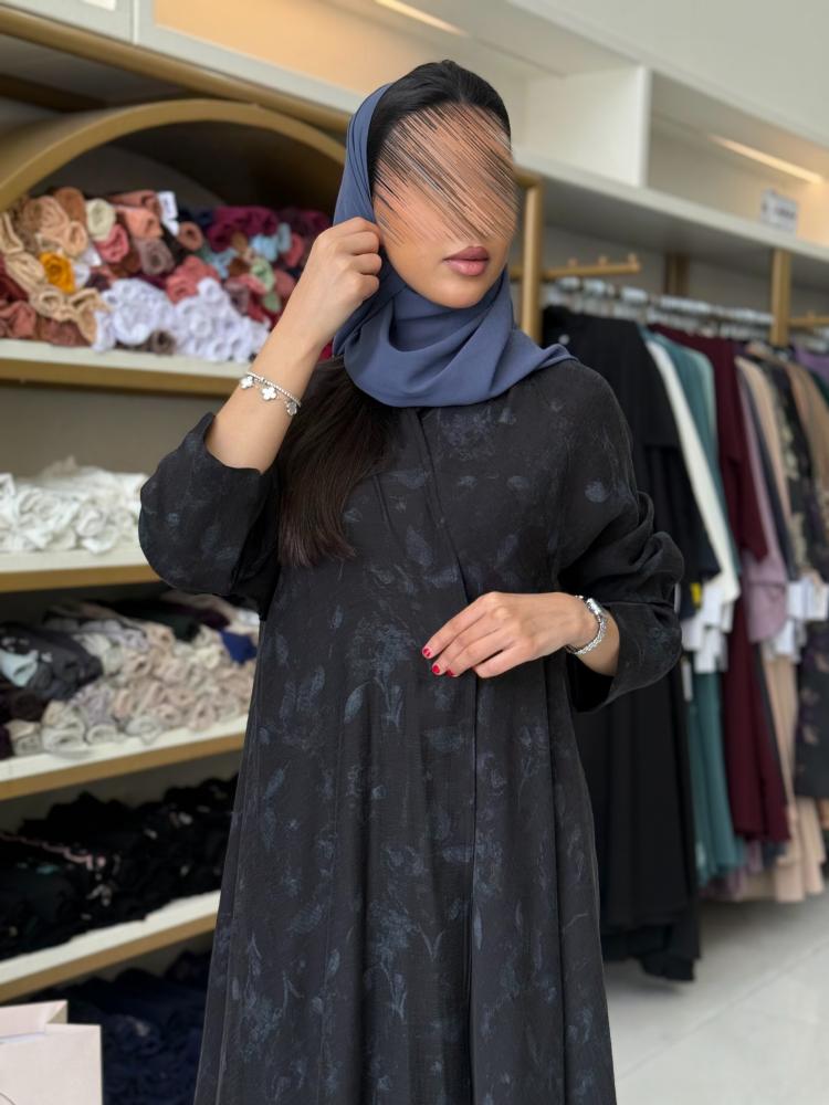 عباية نايه بقماش تنكل برنت  دبل كلوش رمادي