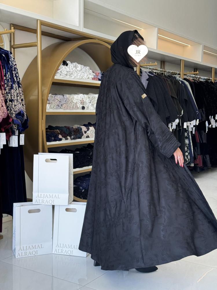عباية روعه بقماش حرير مغسول مشجر تركي اسود