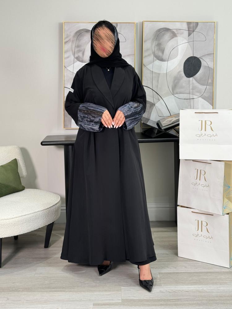 عباية زاد ا حرير مغسول كسرات لنن سماوي