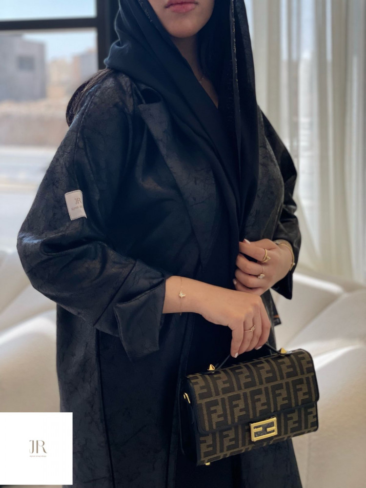 Leather abaya - black