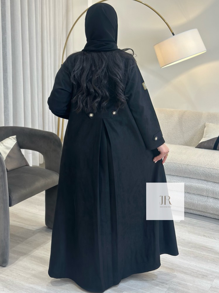 عباية نورا l شامواه بتصميم الفلوك مع كسره من الخلف - اسود