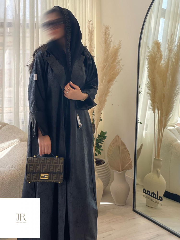 Leather abaya - black