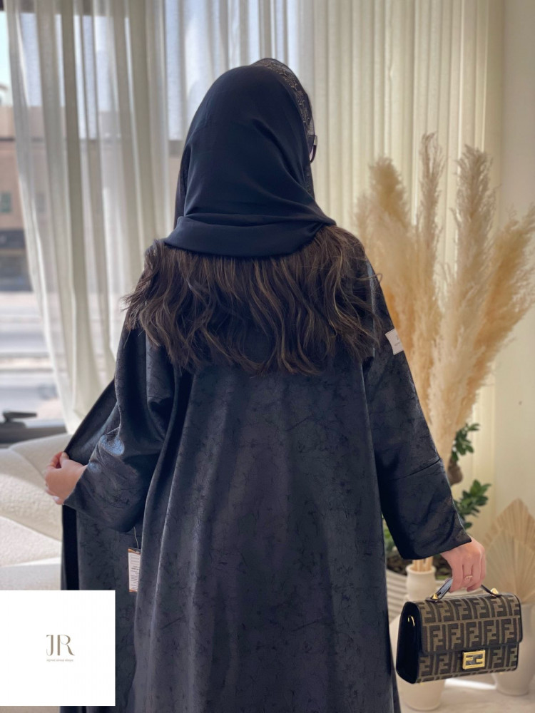 Leather abaya - black