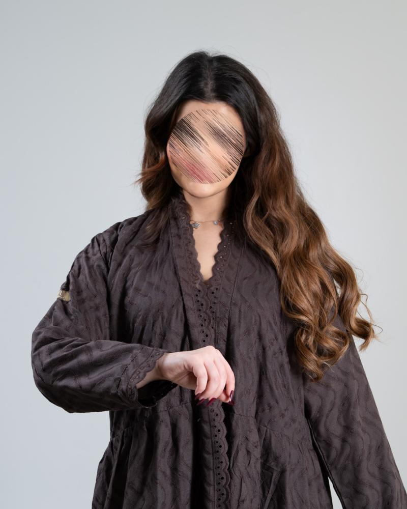 عباية باترا بقماش روكاما طبقات بني