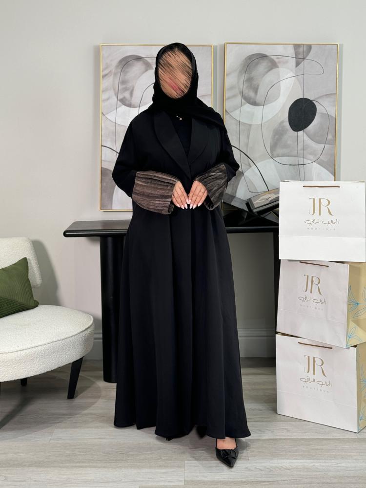 عباية زاد ا حرير مغسول كسرات لنن بني