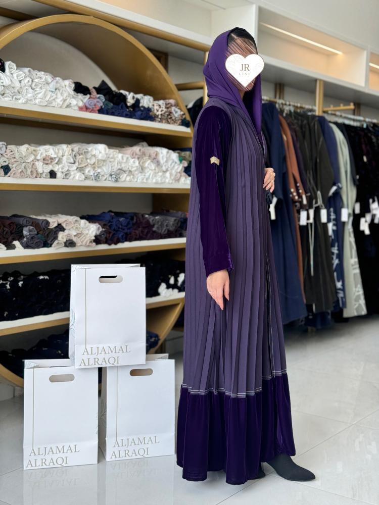 عباية ديلارا كريب الاناقة مع مخمل بنفسجي