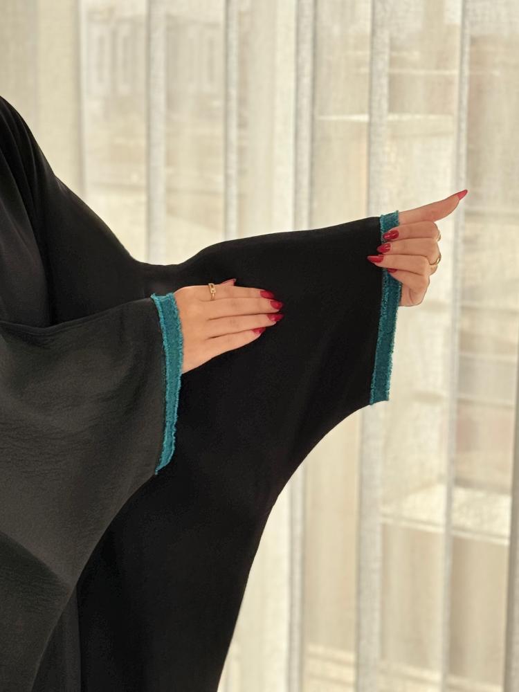 عباية اسيا ا حرير مغسول خيط ياباني تركواز