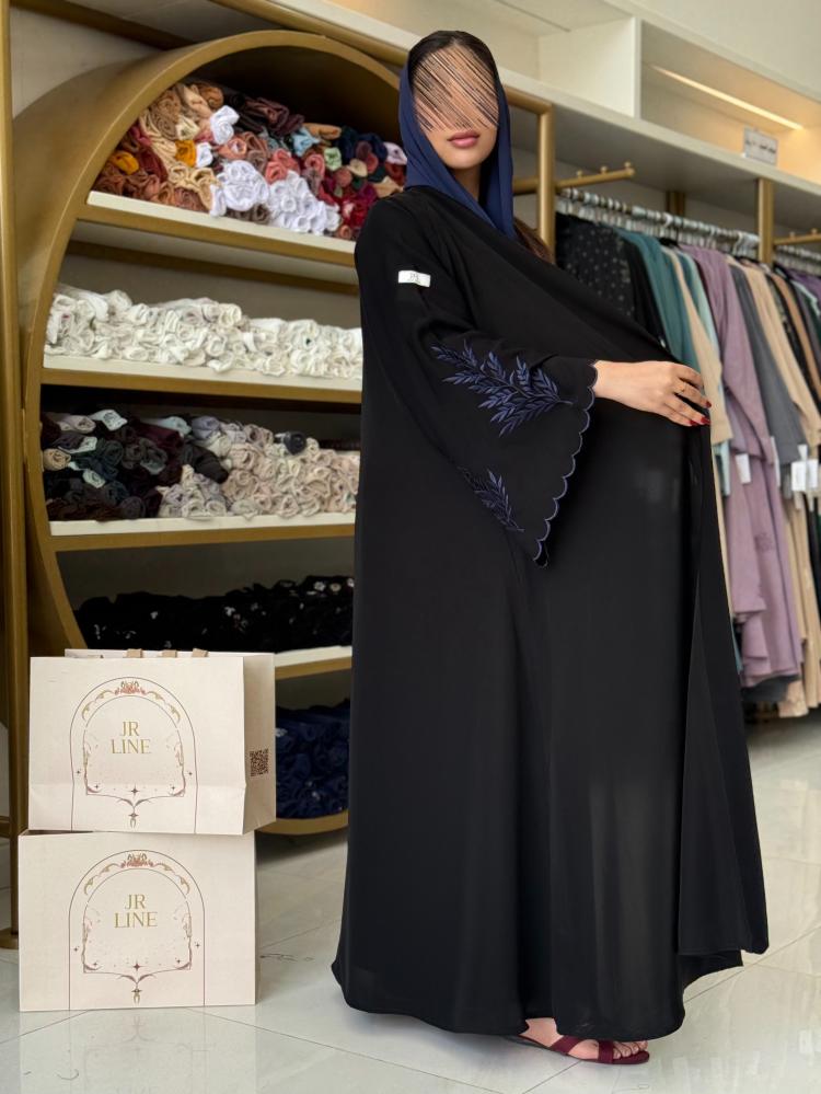 عباية سرور بقماش انترنت تطريز بالكم  كحلي