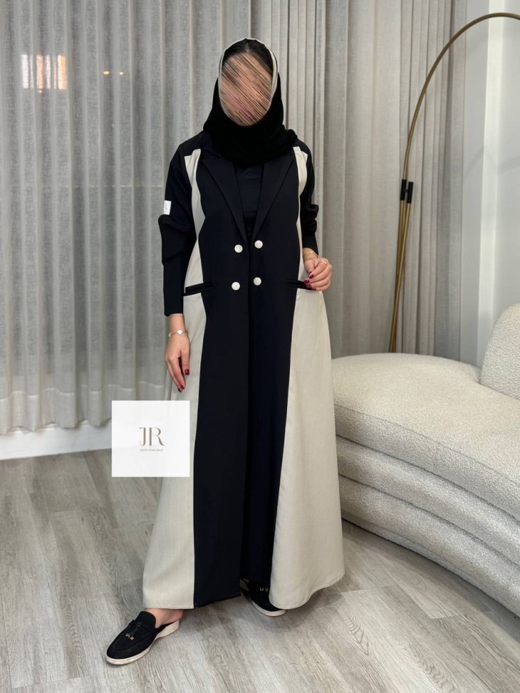 عباية روزان l بليزر الاناقة مزين بازراير - بيج