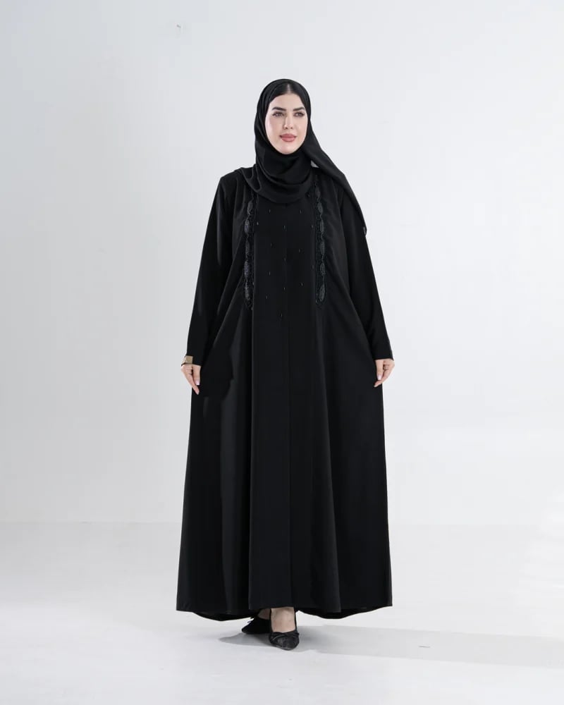 عباية خوله بقماش رموش حياكه يدويه  اسود