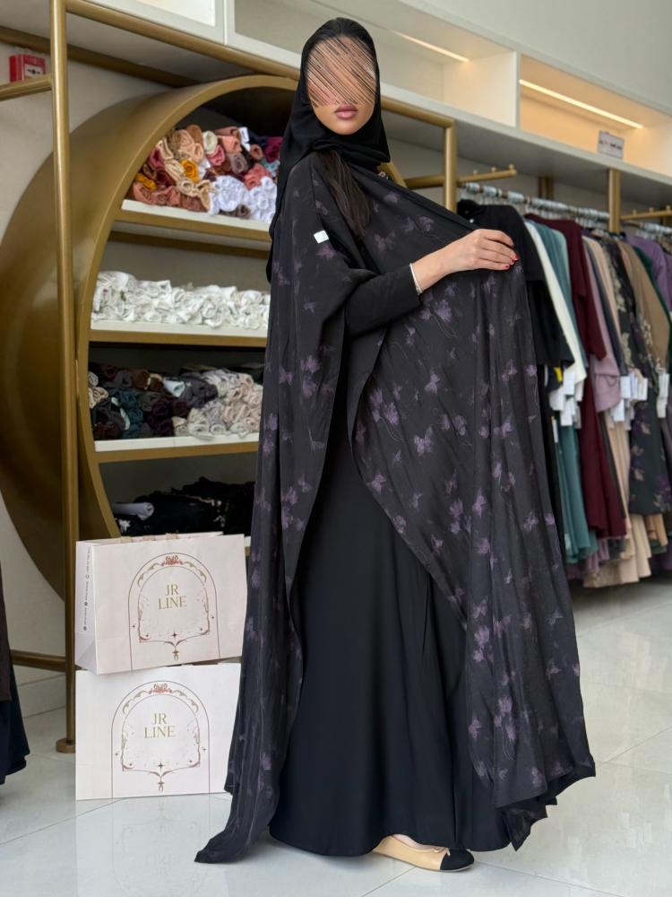 عباية تماره بقماش تنكل برنت مع بلاك بيري فراشات