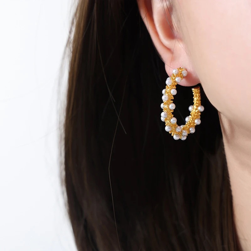 Pearl stainless steel earrings