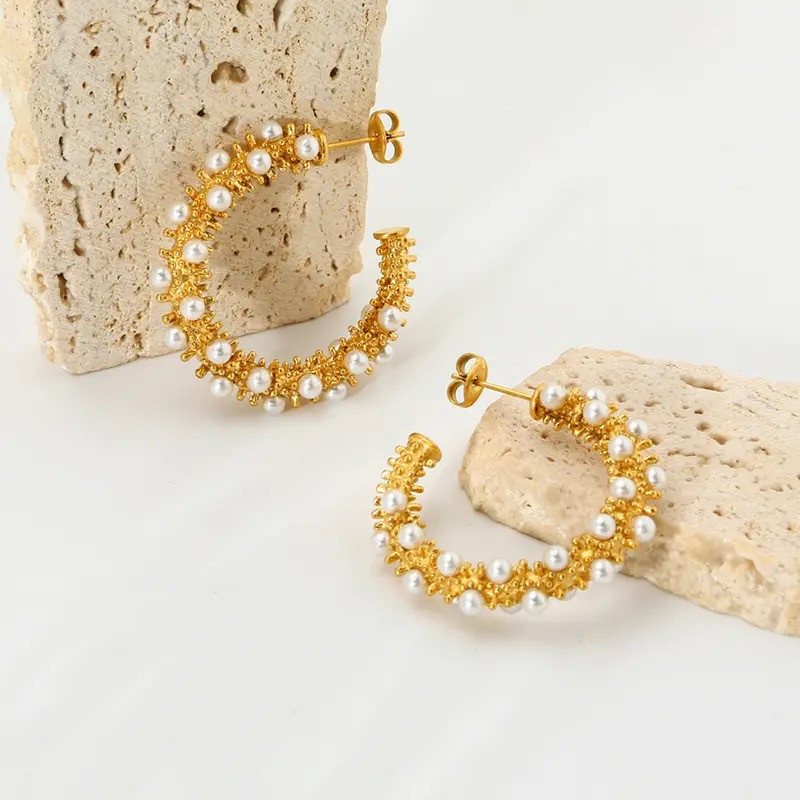Pearl stainless steel earrings